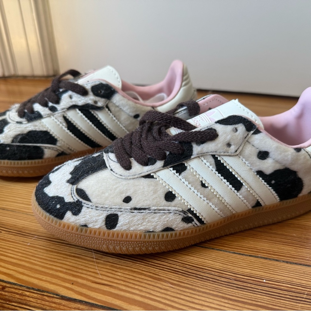 Adidas Cow-Print Sneakers with Pink Lining - New/never worn